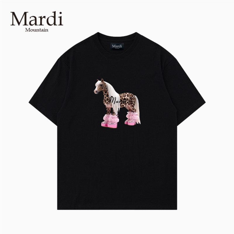 官方旗舰店 Mardi Mountain韩国正品2026夏新款黑白纯棉短袖女t恤