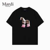 Mardi Mountain韩国正品 2026夏新款 官方旗舰店 黑白纯棉短袖 女t恤