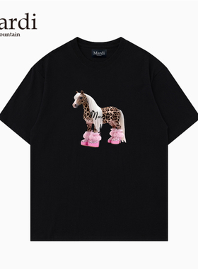 官方旗舰店 Mardi Mountain韩国正品2026夏新款黑白纯棉短袖女t恤