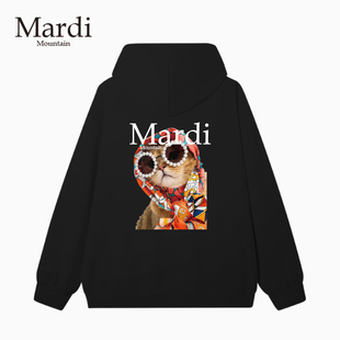 官方旗舰店Mardi Mountain韩国正品秋冬款印花套头长袖女连帽卫衣