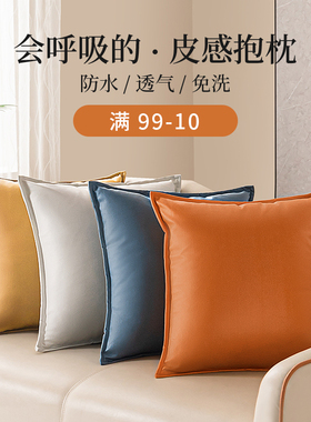 科技布抱枕沙发客厅靠枕靠垫橙色抱枕套不含芯轻奢床头靠垫套枕头