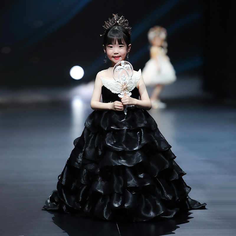 儿童礼服女童公主裙2021新款气质高端走秀小女孩主持人钢琴演出服