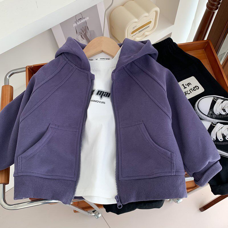 儿童连帽卫衣开衫春秋2024新款男童休闲运动外套洋气中童纯棉上衣