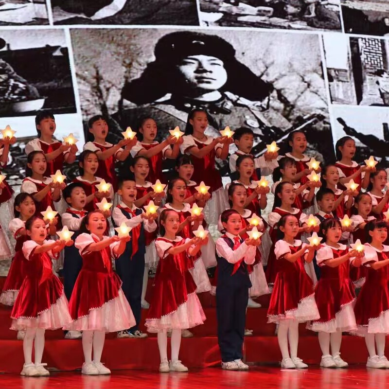 六一儿童小学跳舞表演服幼儿园男女童舞蹈红色朗诵演出服毕业礼服