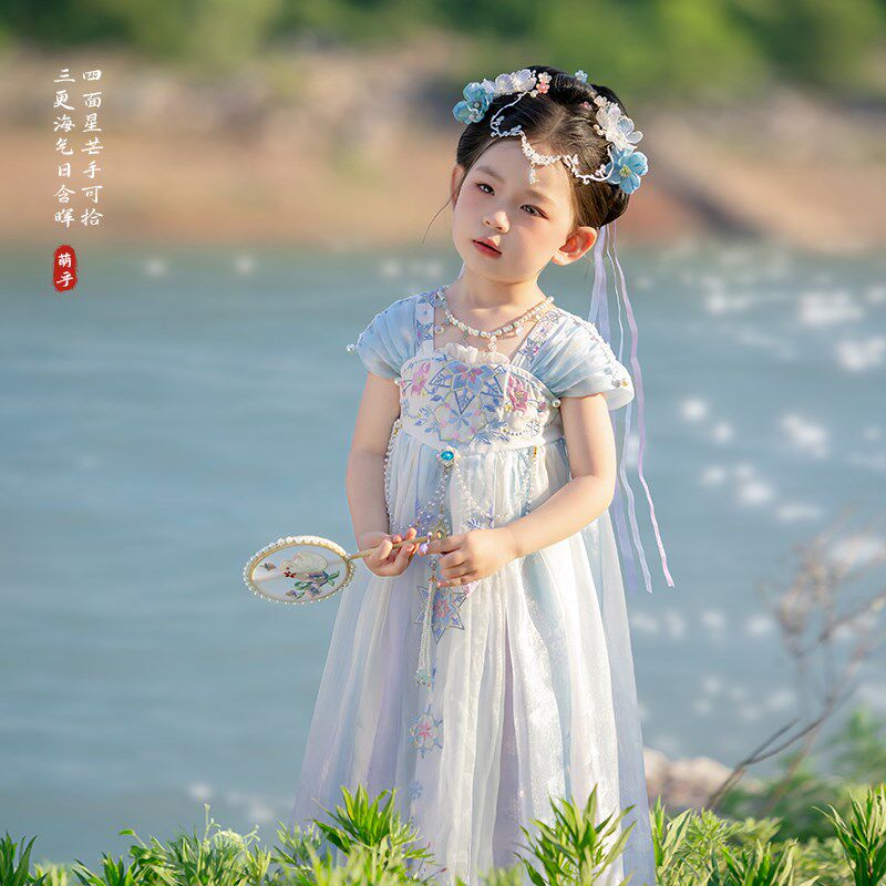 汉服女童2025夏季新款儿童古风仙气公主连衣裙女孩高级生日礼服裙