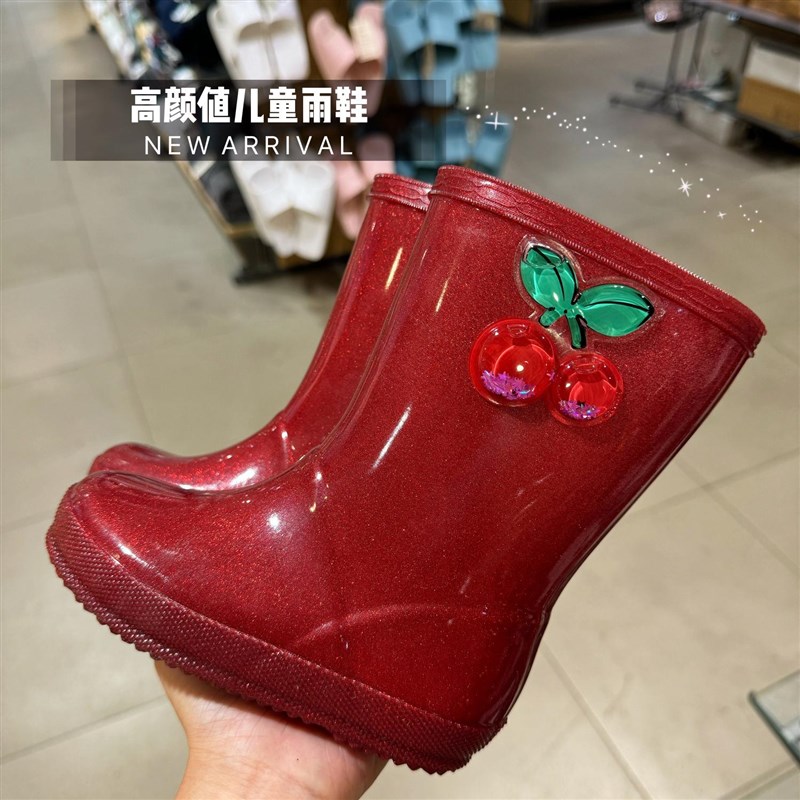 儿童雨鞋幼儿园宝宝雨靴公主男女童水鞋幼儿园宝宝防滑亮晶晶水靴