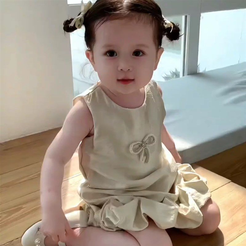 女童公主裙周岁礼服裙2025新款可爱小童女宝宝夏装洋气连衣裙潮