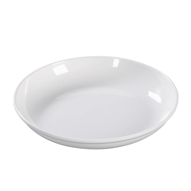 密胺深盘圆盘白色盘子商用餐饮塑料盘防摔快O餐炒菜盘专用盖浇饭