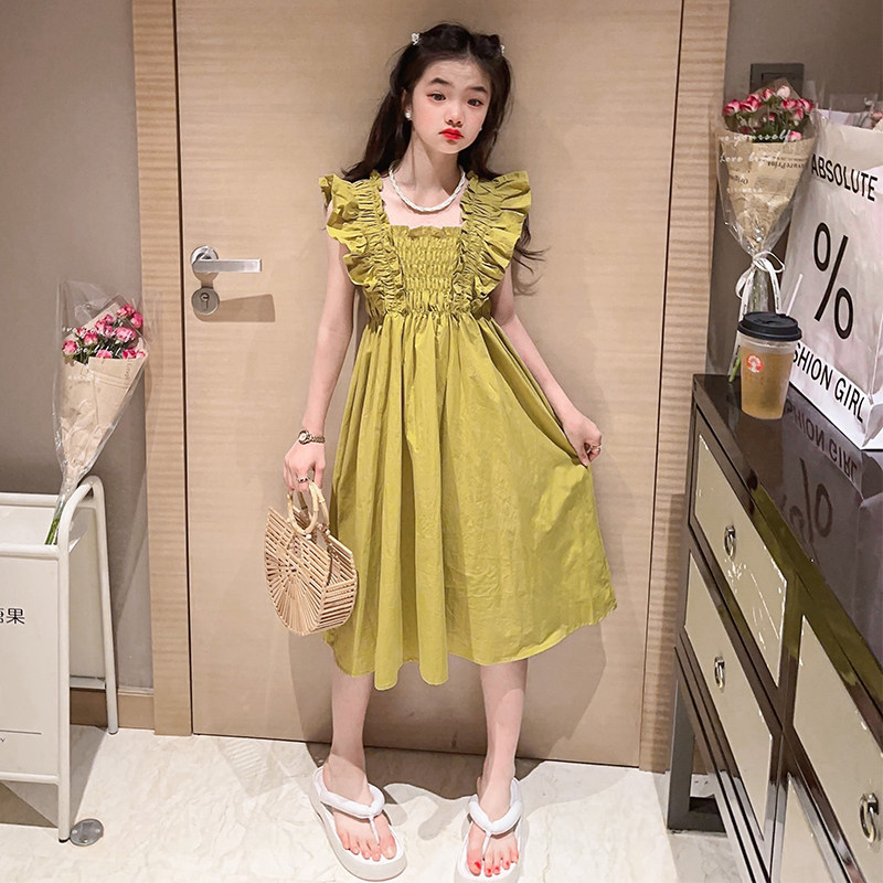 女童夏装连衣裙2023新款大儿童公主裙夏季小孩飞袖背带裙子洋气潮