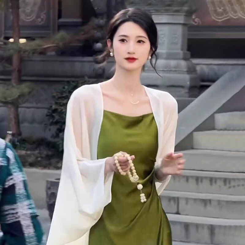 超仙韩系防晒衣女夏季新款配旗袍裙子披肩外搭高级感薄纱开衫罩衫