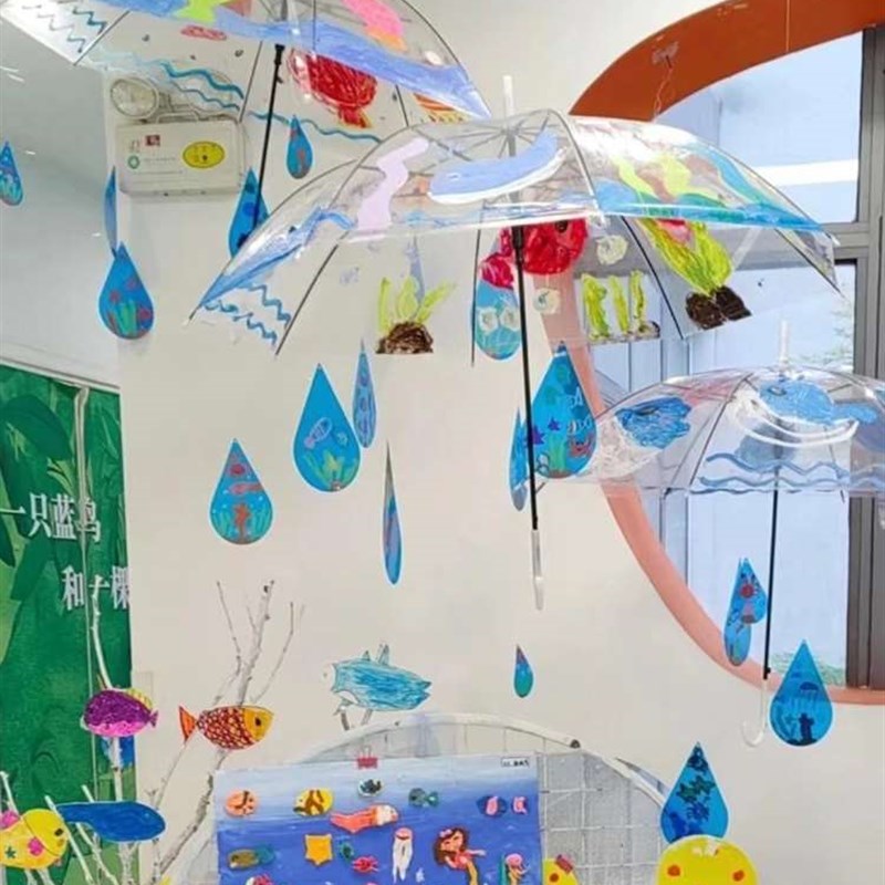 幼儿园水滴形彩色片n美工区区域材料走廊挂饰环创装饰教室吊饰