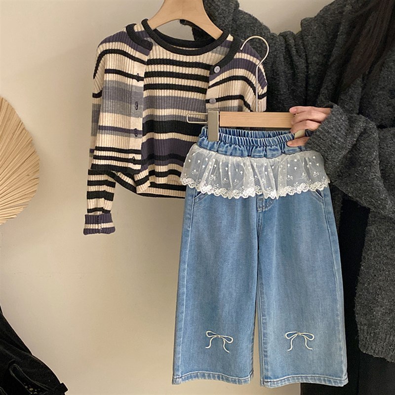 儿童针织开衫两件套2025新款童装女小童春装韩版好看女童洋气套装