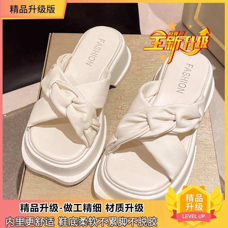 023年新款夏季凉拖女外穿38758网红鞋底爆款厚增高粗跟时尚2百搭