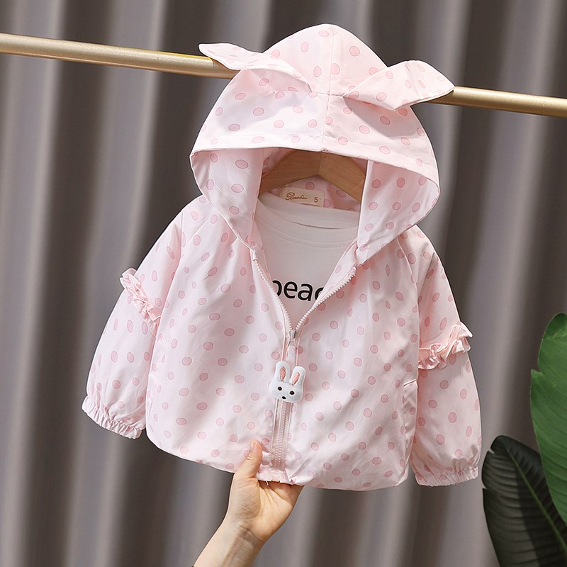 女童风衣外套春装2025新款儿童洋气时髦宝宝衣服女孩连帽上衣春秋