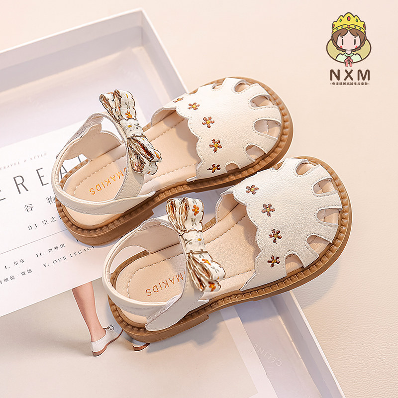 女童鞋子儿童真皮小公主鞋2023新款夏季夏款女孩宝宝软底包头凉鞋