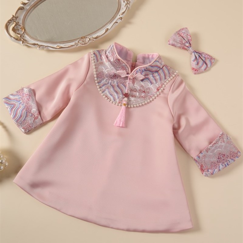 周岁礼服女宝宝秋冬新款抓周一岁生日宴中式拜年服唐装女童公主裙