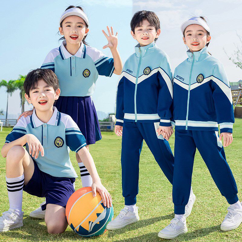 英伦风校服套装小学生春夏秋装三件套蓝色儿童运动班服幼儿园园服