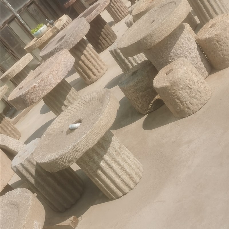 石磨茶盘石碾庭院石桌茶台旧石z器石槽流水景观老磨盘茶海造景装