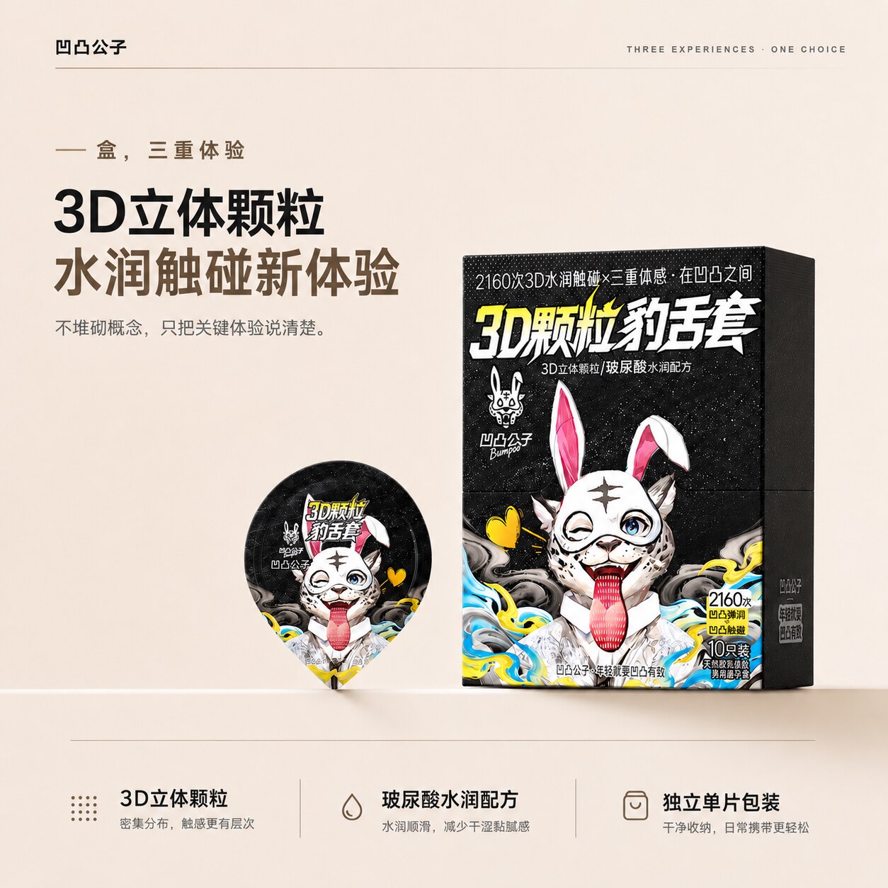 凹凸公子避孕套大颗粒豹猫舌带刺激阴蒂情趣易高潮狼牙正品安全套