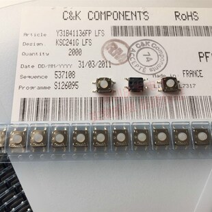 3.5 KSC241GLFS进口法国C&K 防水防尘贴片4脚轻触开关硅胶软头6