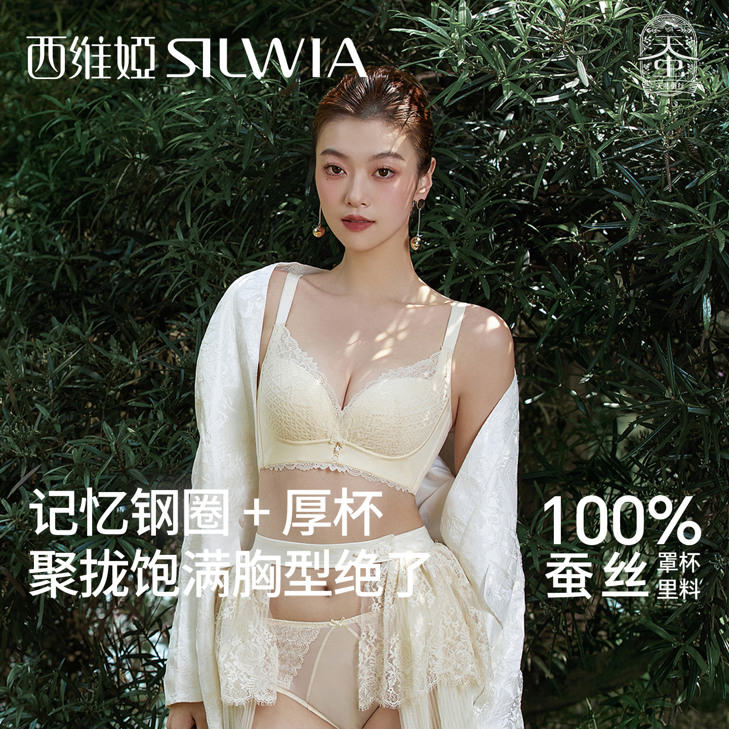 西维娅绒面蕾丝内衣小胸聚拢上托