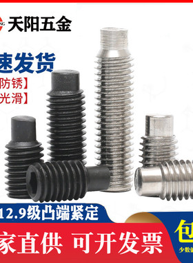 12.9级/304不锈钢圆柱紧定内六角螺丝钉凸端机米钉M3M4M5M6M8-M16