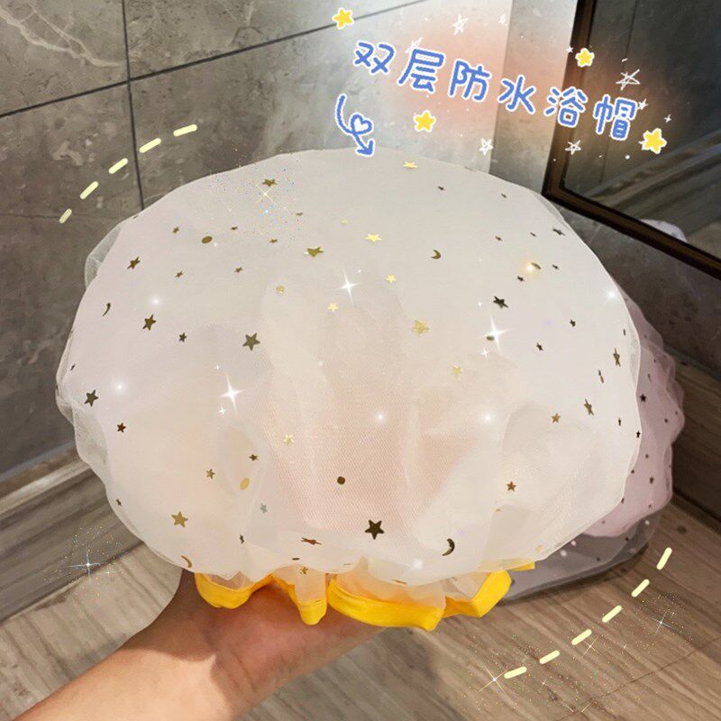 双层浴帽防水洗澡头套家用女夏沐浴帽儿童发套厨房防油烟发膜专用