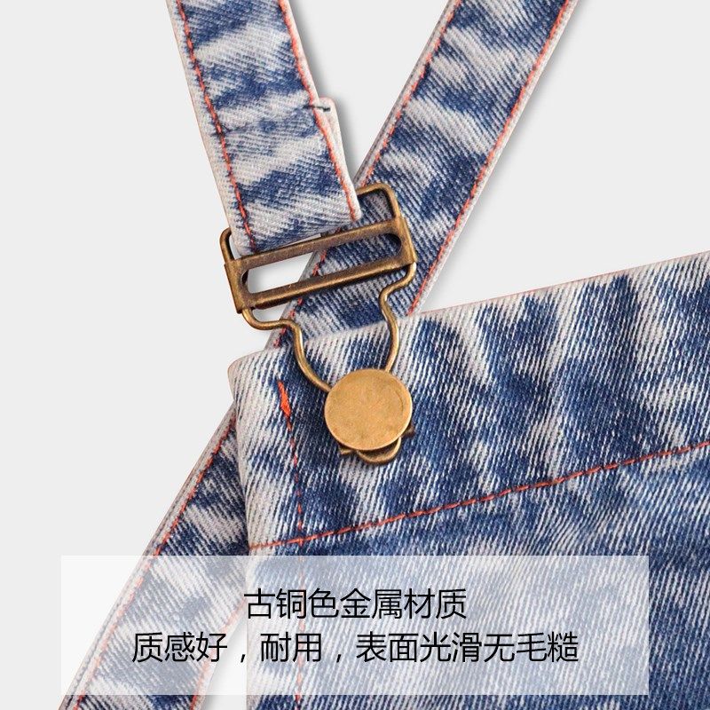 女士牛仔围裙高级全棉2p025新款时尚背带园艺工作服男定制logo印