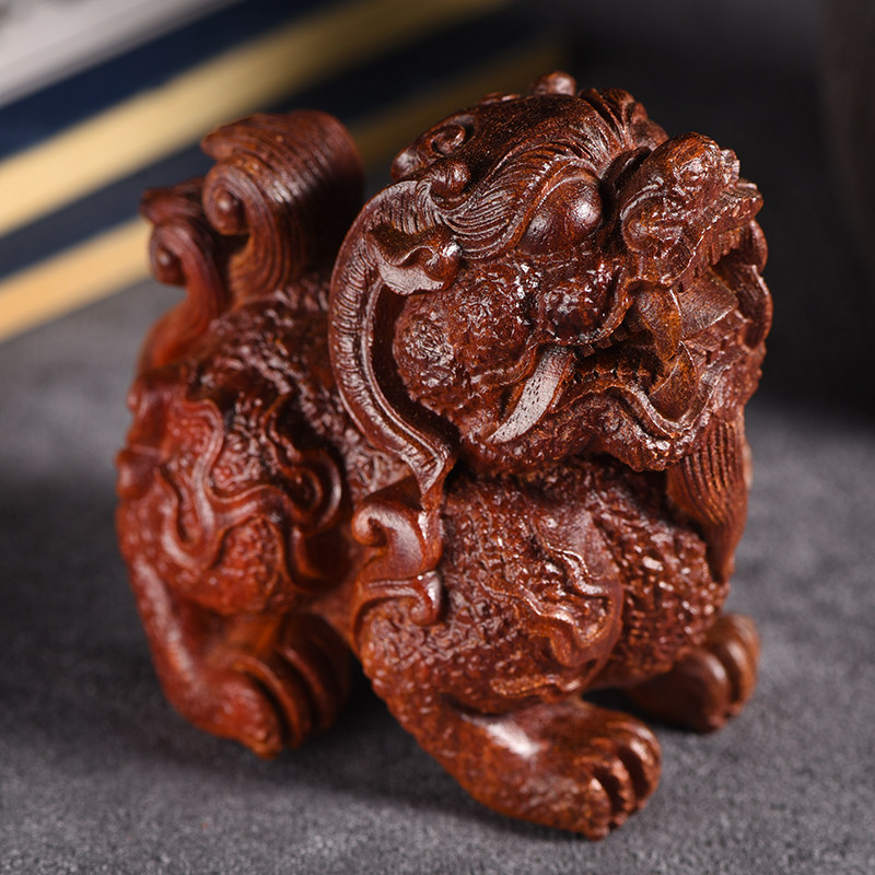 非洲紫檀貔貅手把件望天吼木雕工艺品挂件朝天V吼文玩摆件礼品