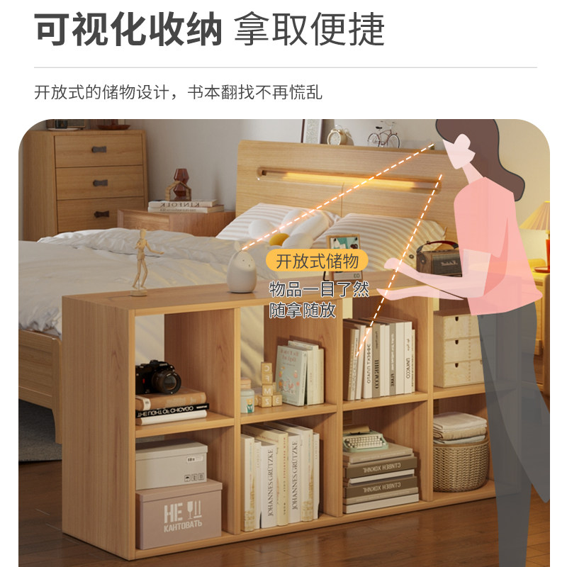书架简易落地柜子置物柜八格柜卧室储物家用床边收纳柜.置物架书