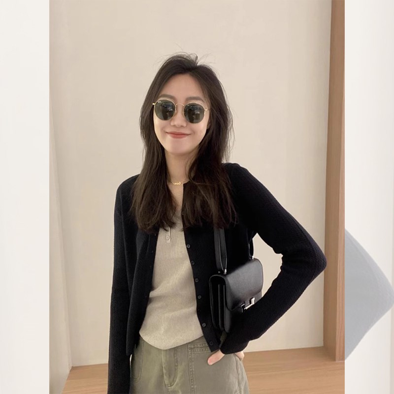 2025新款超好看独特漂亮防晒上衣黑色薄款冰丝针织开衫女夏外搭