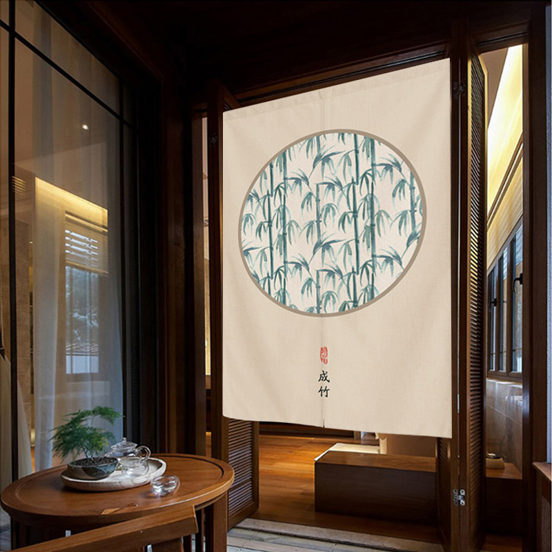 新中式门帘隔断帘子屏风s客厅卧室家用中国风布帘玄关过道挂帘装
