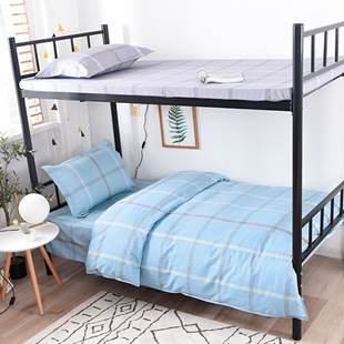 学生三件套养老院学校宿舍全棉单人职工床单被套单.位床上用品