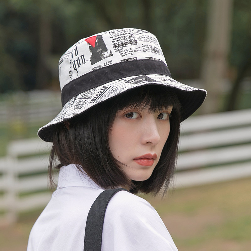 夏季时尚休闲渔夫帽子女款2025新款春秋季短檐双面防晒遮阳帽盆帽