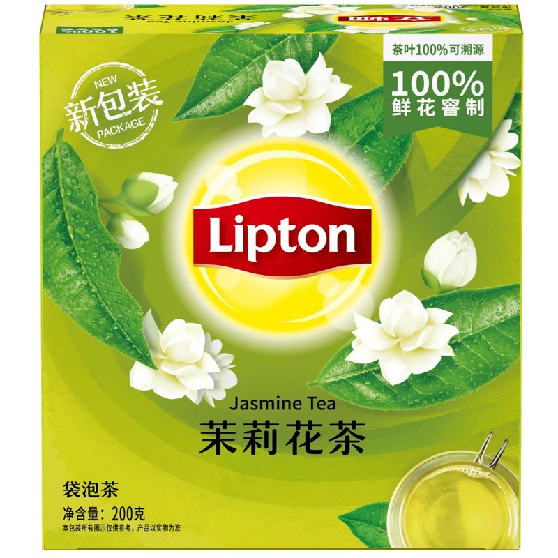【经典口味商用大盒装】立顿精选绿茶100包非独立包装茉莉花茶茶