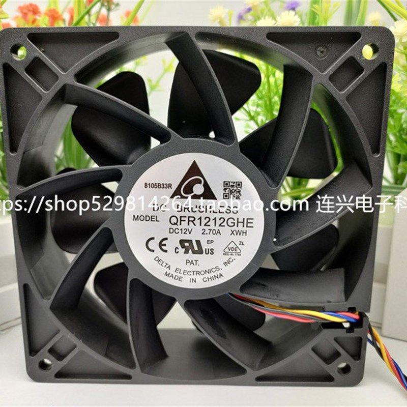 台达QFR1212GHE 12V2.7A 12CM 12038S9翼比特E9E10散热风扇