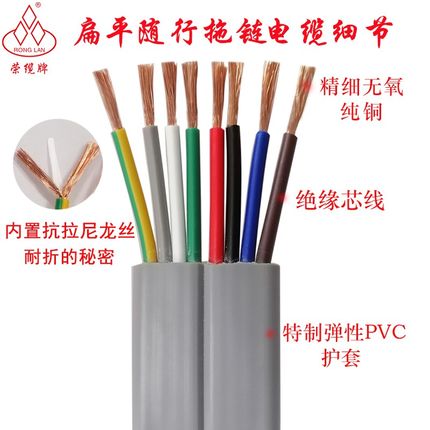 行车电缆YFFB随行拖链电缆2-12芯4.0平方电梯升降机空调扁电缆线