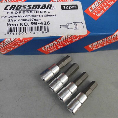进口货CROSSMAN美国十字牌1/4系列小飞六角旋具套筒6.3mm批头套筒