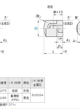 氟橡胶硅橡胶压块 内螺纹型 SLLM PSHPT 防撞头 缓冲器 吸收器