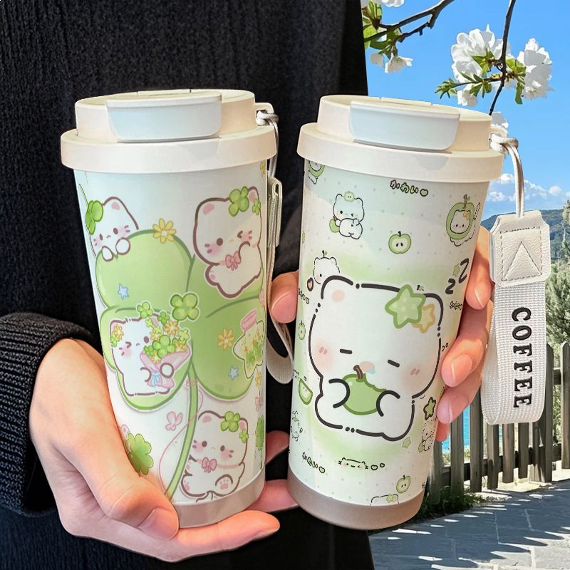 凯蒂可爱保温杯316不锈钢学生女生高颜值吸管大容量高颜值水杯子