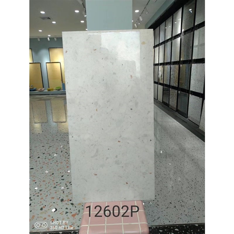 新亮光全瓷水磨石600*1200服装店餐厅写字楼大厅地砖防滑耐磨砖