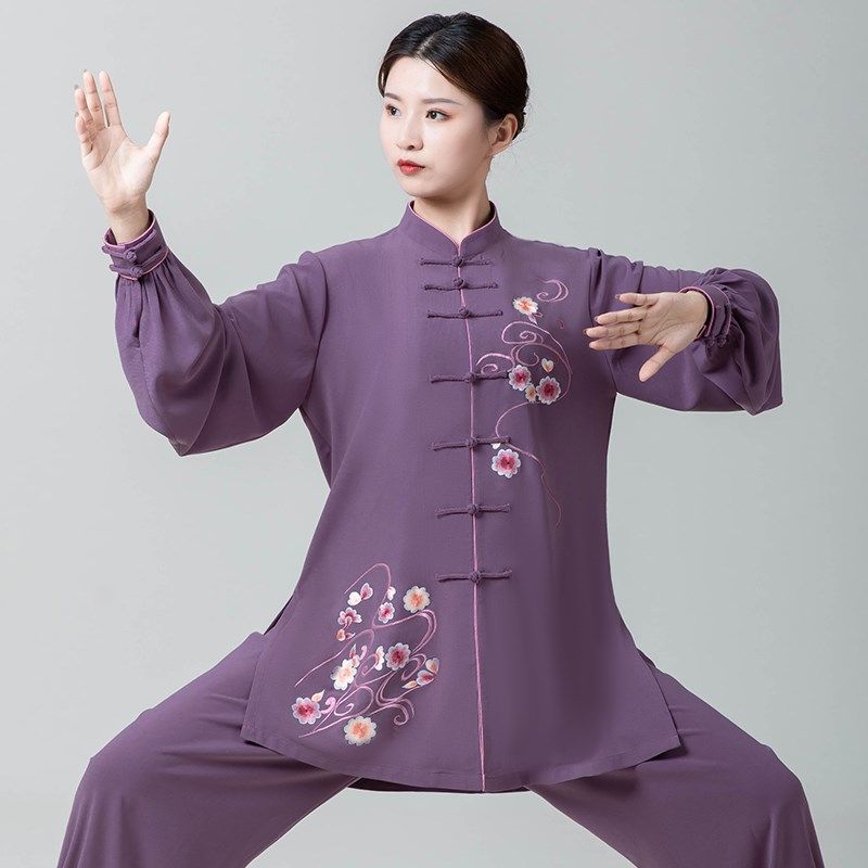 御尊新款高弹麻太极服女武v术八段锦太极拳高端比赛服练功服春夏