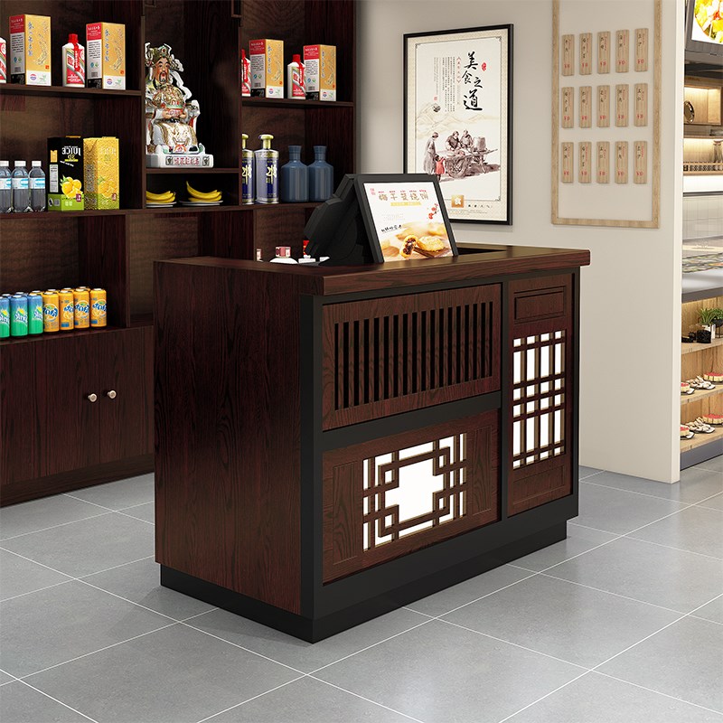 新款吧台收银台商用店铺小型饭店餐厅收银桌新中式网红现代前台接