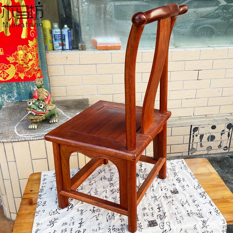红木家具菠萝格实木小官帽椅子茶桌双用靠背椅金花梨木家用儿童椅