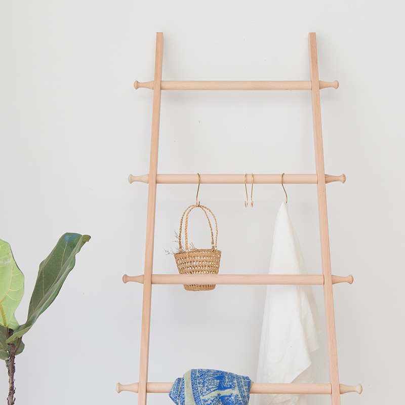 立式挂衣架落地卧室实木梯子衣帽架小户型梯形置物架房间靠墙架子