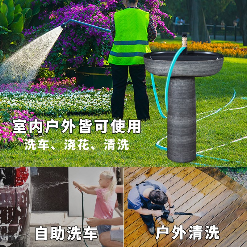 陶瓷立柱盆工业风洗手台一体立柱洗手盆户外阳台洗脸盆花园水池台