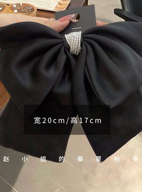 韩国饰品东大门发饰网红2023新款弹簧夹ins风黑色蝴蝶结头饰发夹