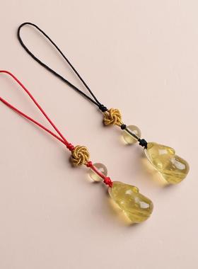 天然黄水晶十二生肖吊坠鼠牛虎兔龙蛇马羊猴鸡狗猪手机炼袋挂项炼