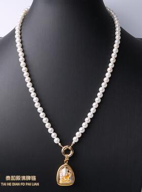 泰国佛牌链子时尚圆珍珠贝项链短链锁骨链挂吊坠女不掉色不掉皮