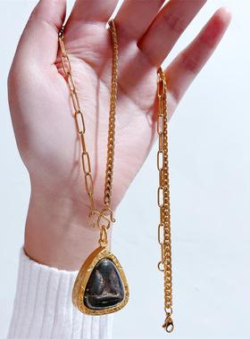 泰国佛牌链钛钢保色不掉色佛牌挂链锁骨链毛衣链多挂链m扣弹簧扣